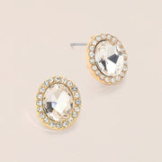 Oval Stone Stud Evening Earrings