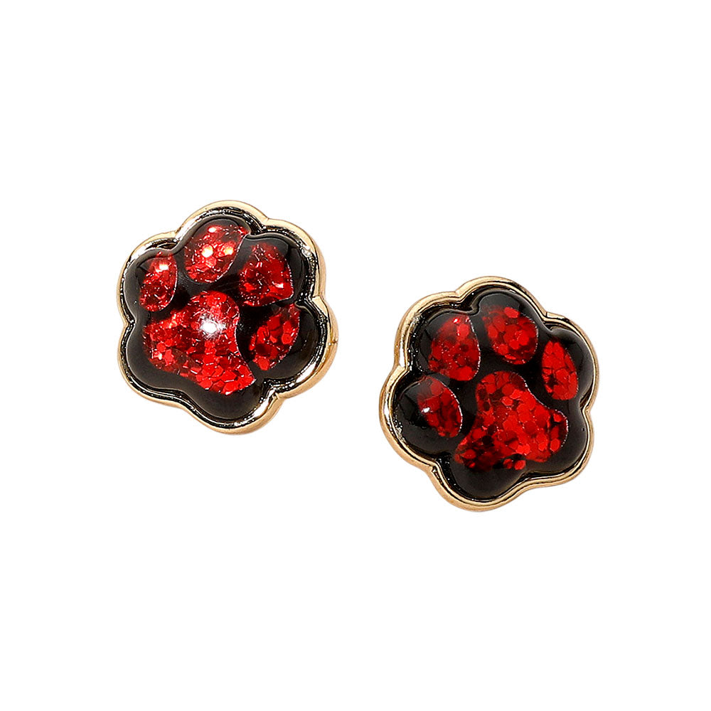 Glitter Paw Print GameDay Stud Earrings