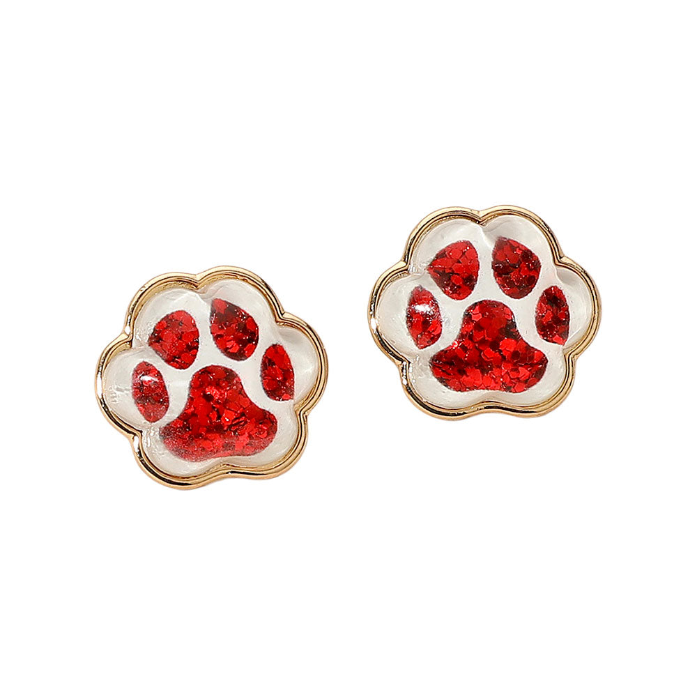 Glitter Paw Print GameDay Stud Earrings