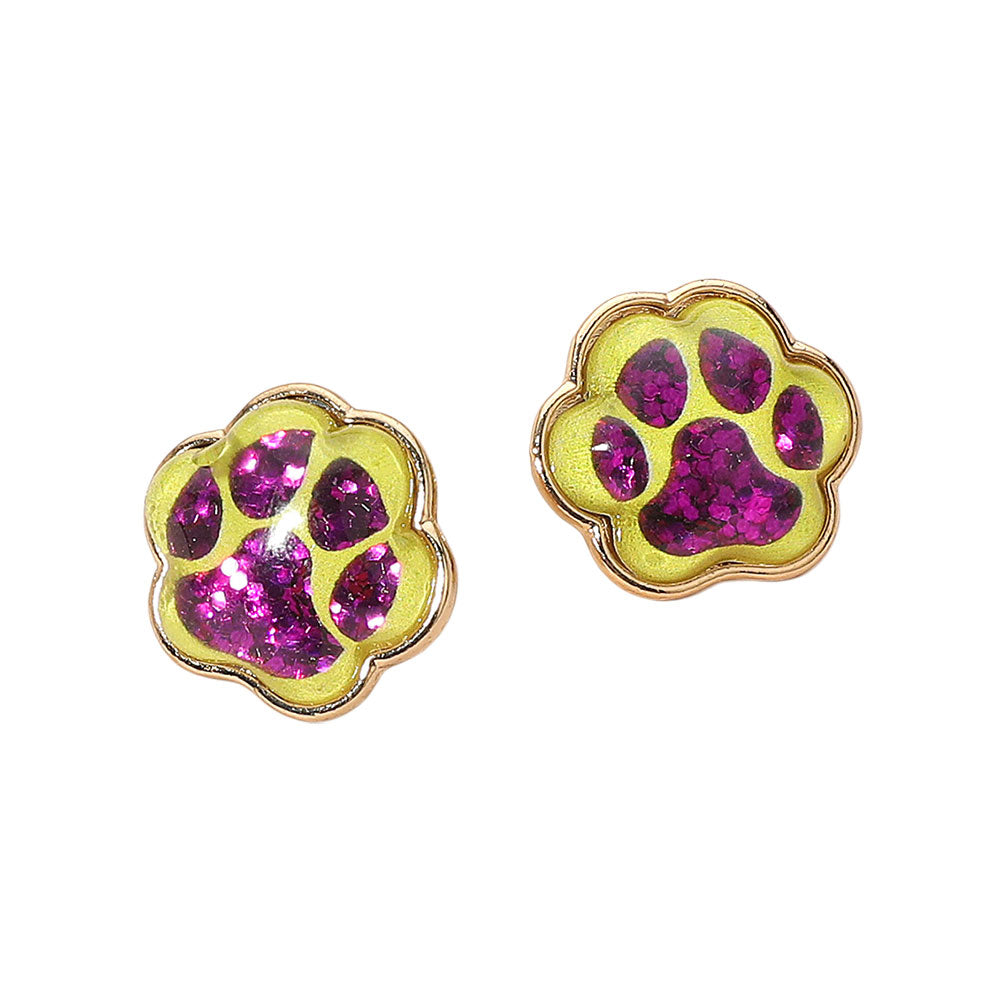 Glitter Paw Print GameDay Stud Earrings