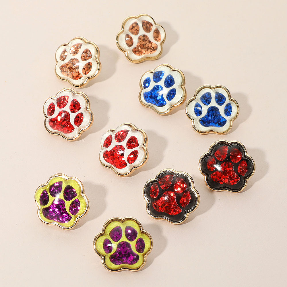 Glitter Paw Print GameDay Stud Earrings
