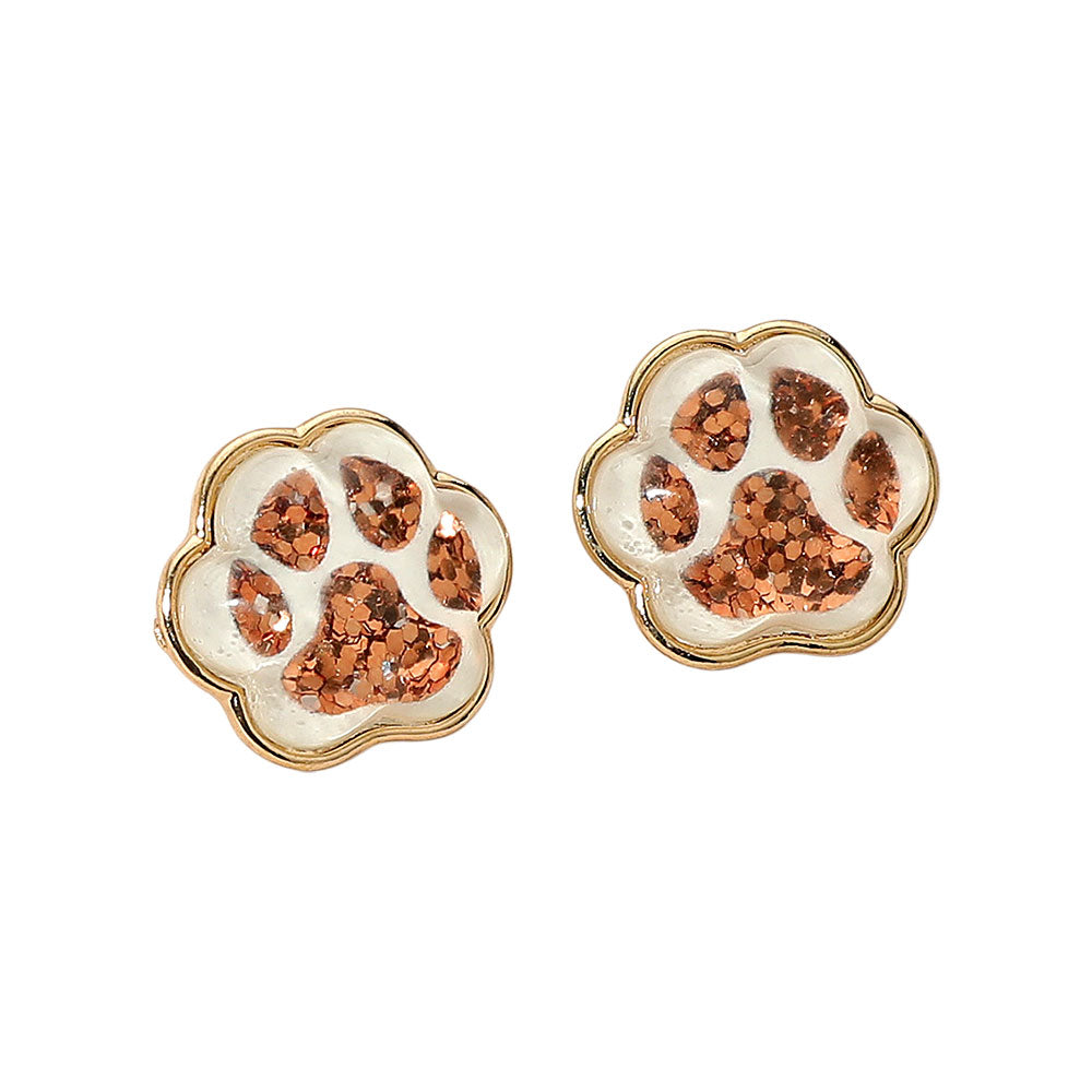 Glitter Paw Print GameDay Stud Earrings