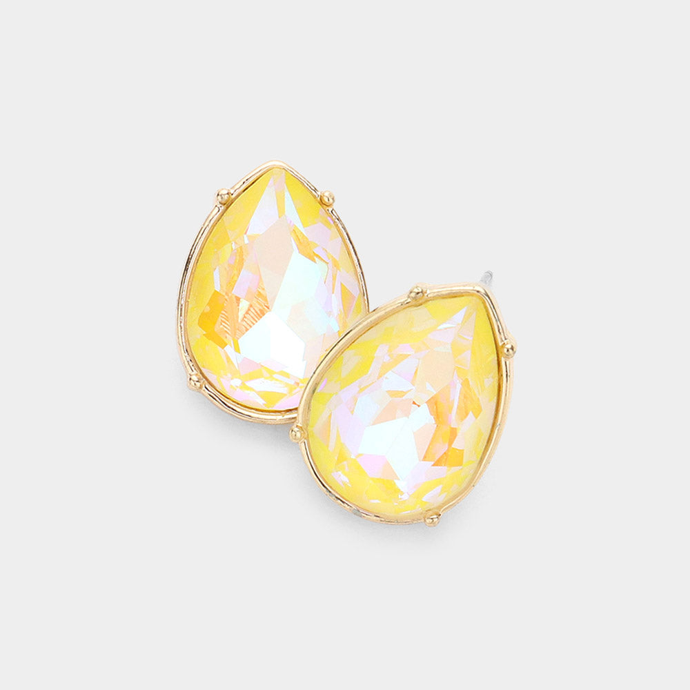 Teardrop Stone Stud Earrings