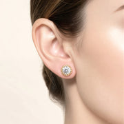 14K Gold Dipped Imperial Shine CZ Halo Stud Earrings