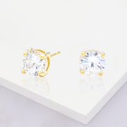 Gold Dipped 6mm Round CZ Stone Stud Earrings