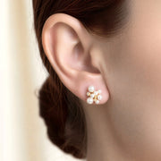 14K Gold Dipped Baroque Pearl Cluster Stud Earrings