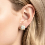 14k Gold Dipped CZ Pave Lux Square Stud Earrings