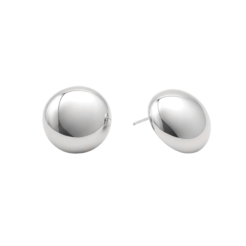 White Gold Dipped Classic Dome Stud Earrings