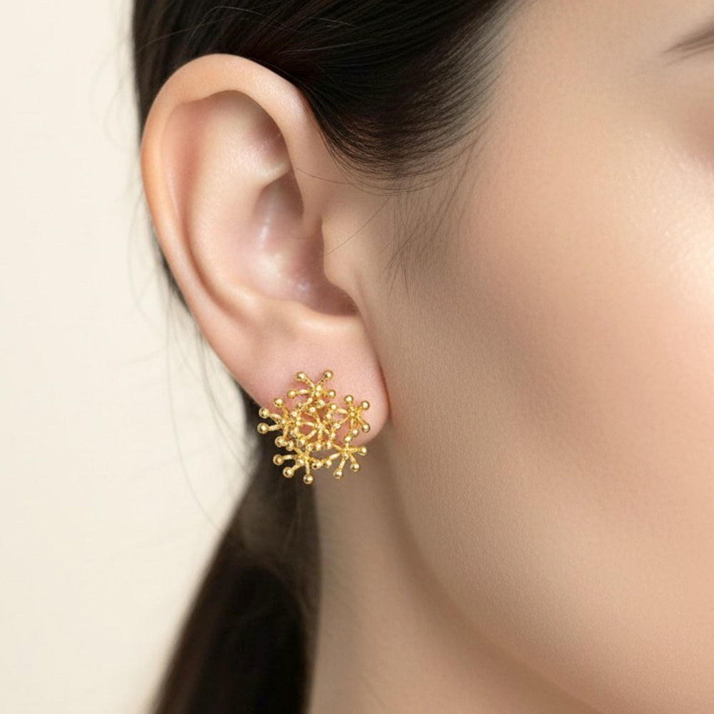 14K Gold Dipped Organic Burst Cluster Stud Earrings