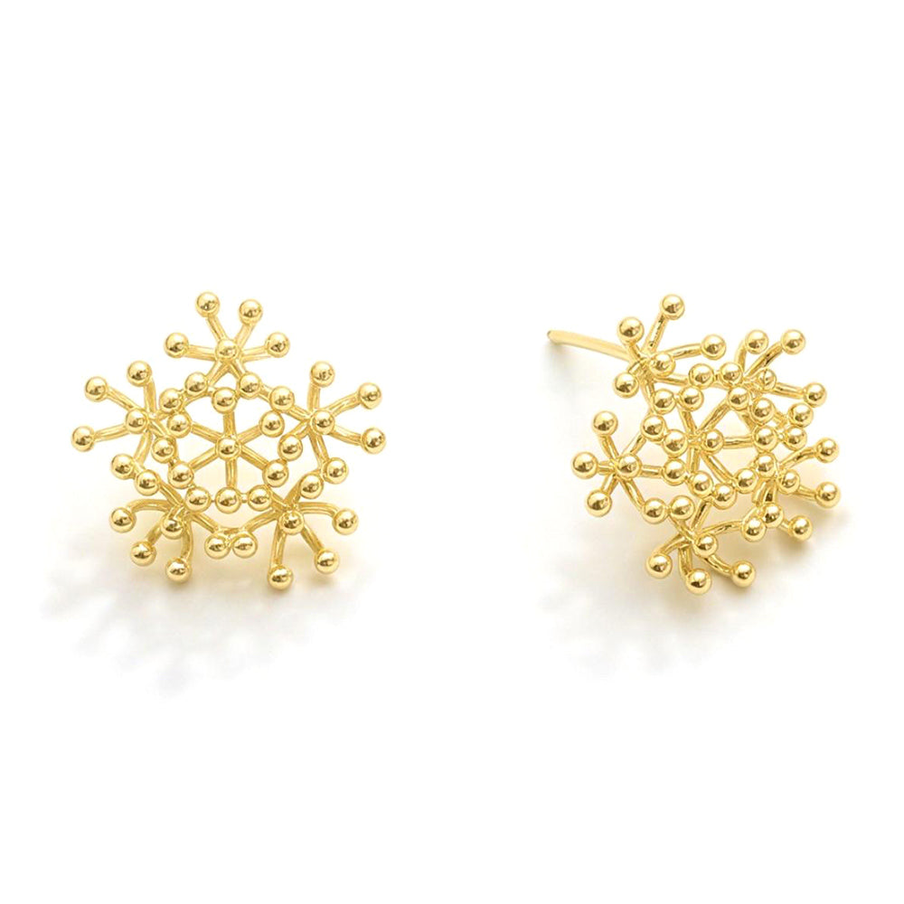14K Gold Dipped Organic Burst Cluster Stud Earrings