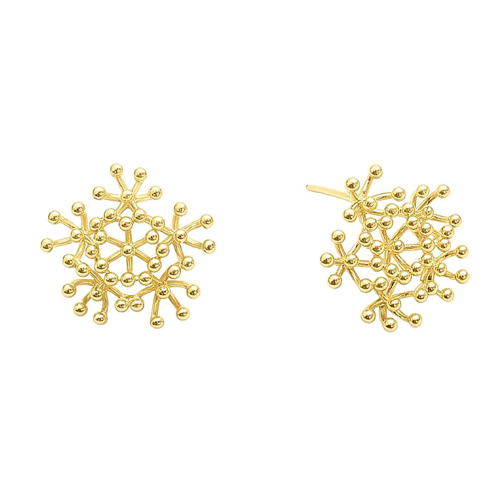14K Gold Dipped Organic Burst Cluster Stud Earrings