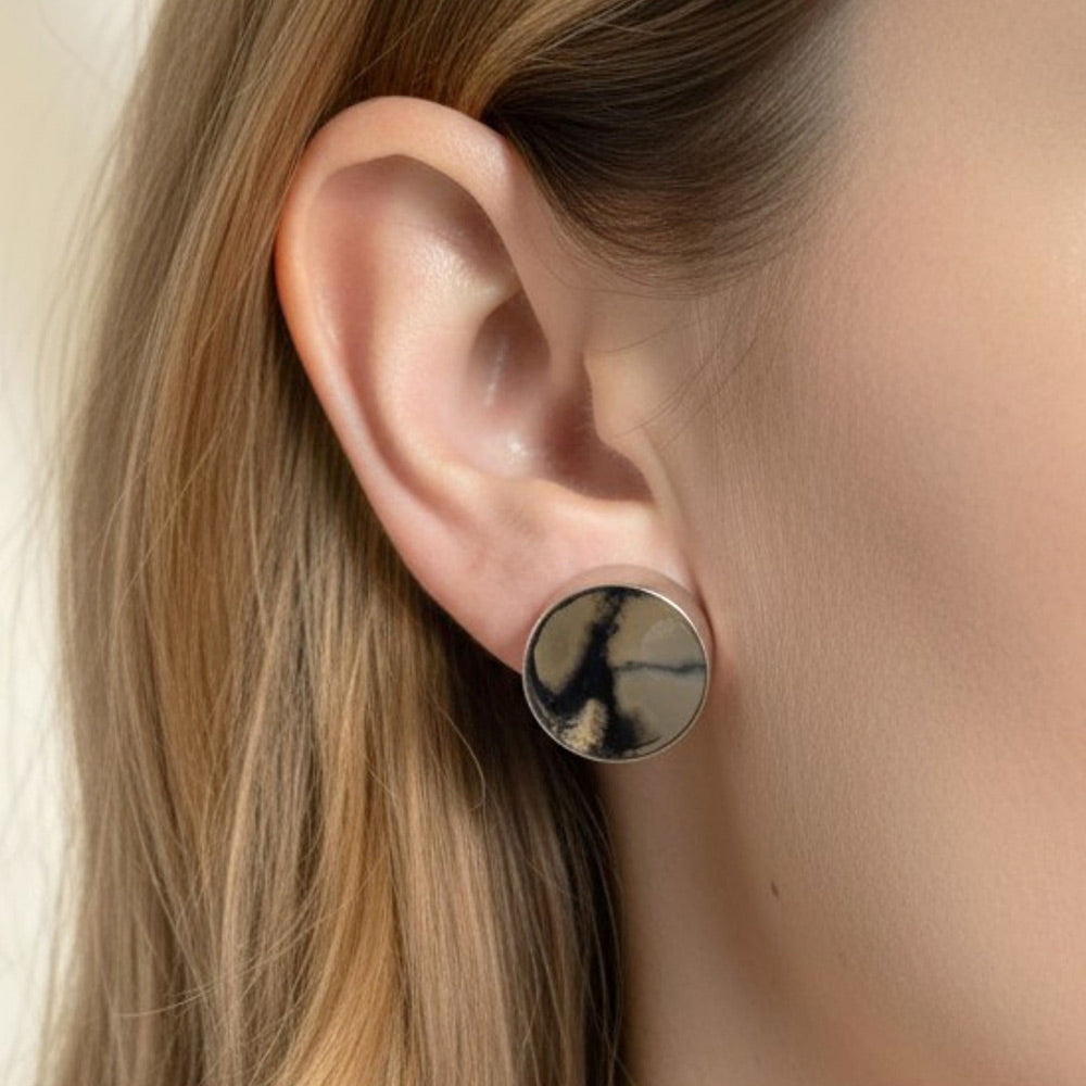 White Gold Dipped Minimal Disc Stud Earrings