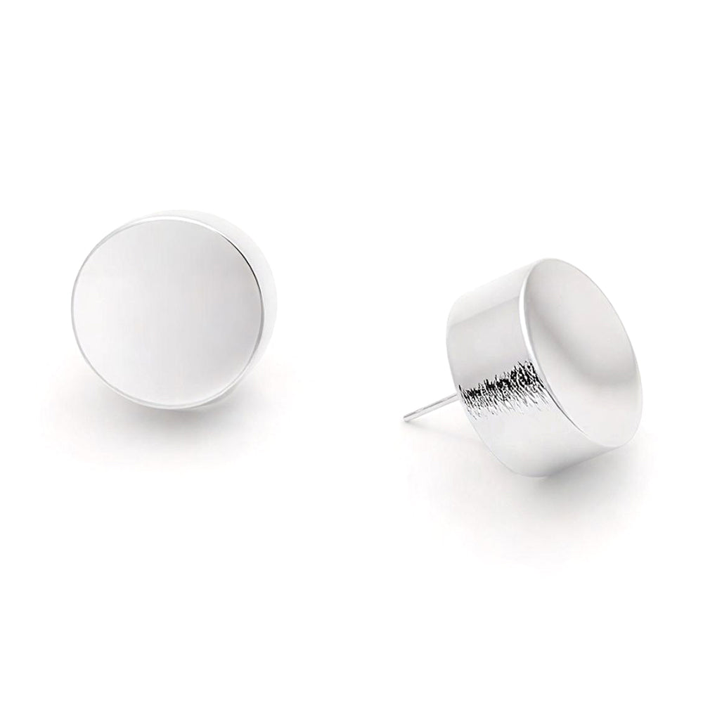 White Gold Dipped Minimal Disc Stud Earrings