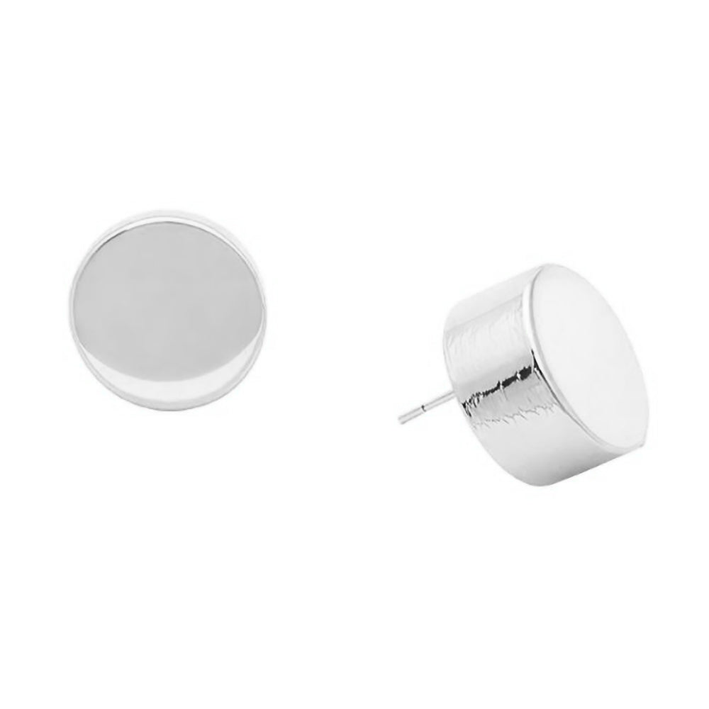 White Gold Dipped Minimal Disc Stud Earrings