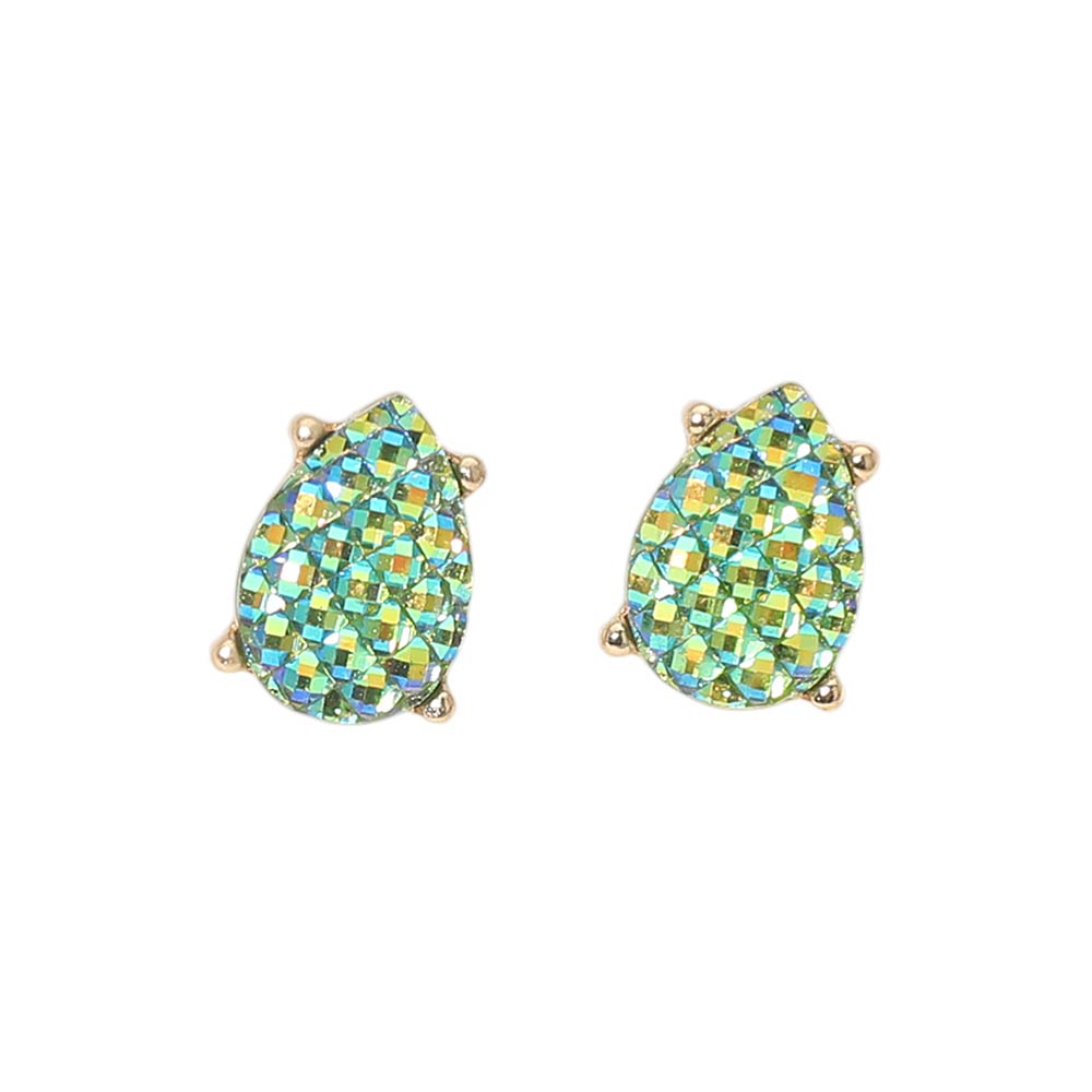 Iridescent Textured Teardrop Cluster Stud Earrings