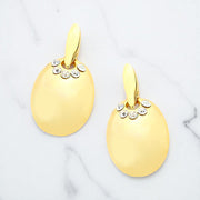 Crystal detail oval metal stud earrings