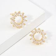 14K Gold Dipped CZ Open Circle Stud Earrings