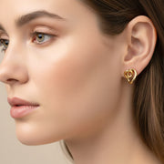 14K Gold Dipped Heart Knot Stud Earrings