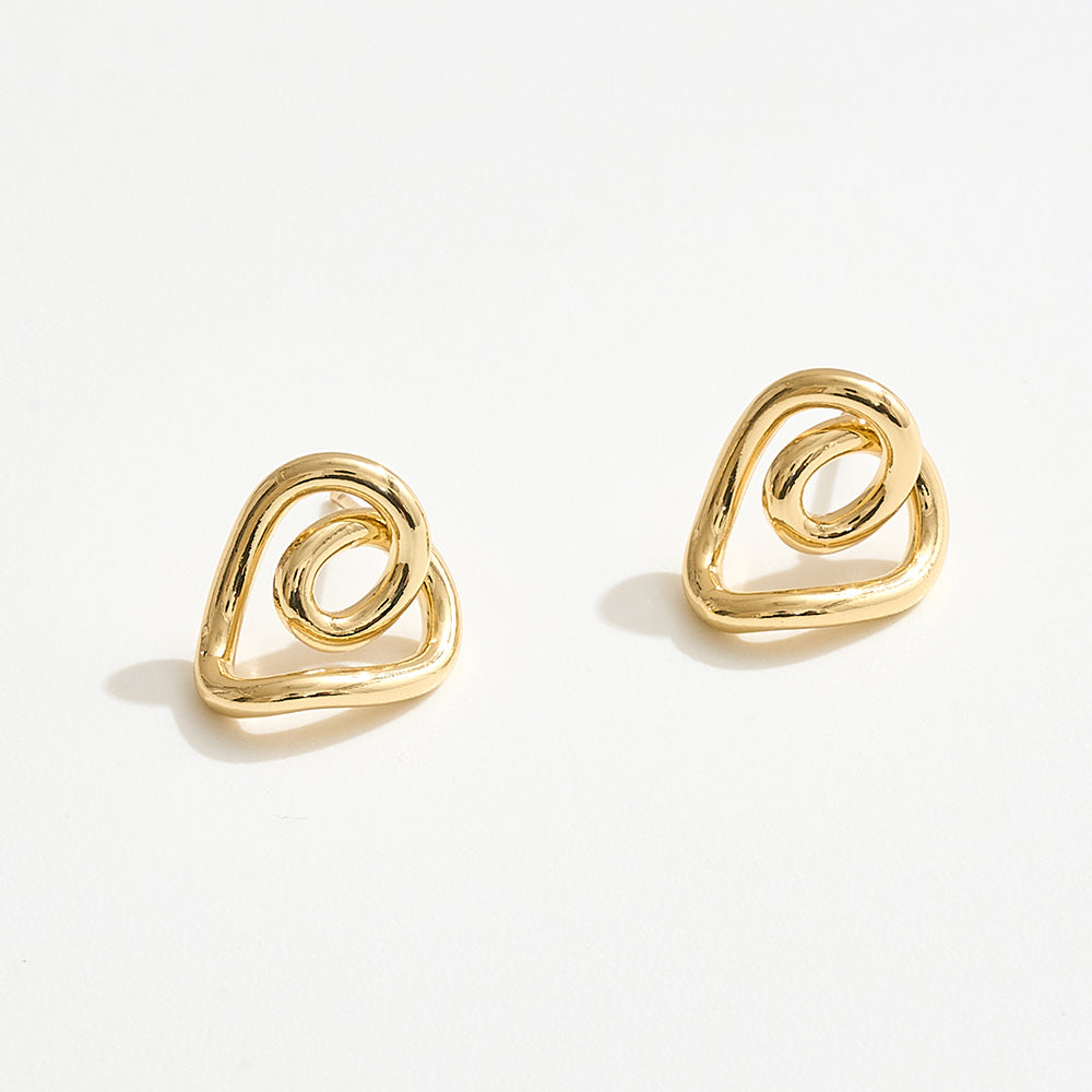 14K Gold Dipped Heart Knot Stud Earrings