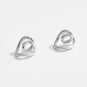 White Gold Dipped Heart Knot Stud Earrings