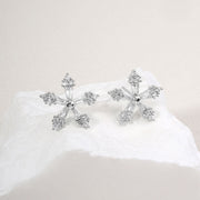 14K Gold Dipped Glam CZ Floral Stud Earrings