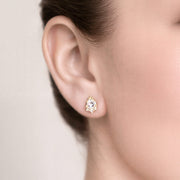 14K Gold Dipped CZ Pave Pear Cut Stud Earrings