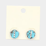 -I- Initial Monogram Turquoise Stud Earrings