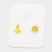 Anchor Ship Wheel Stud Earrings