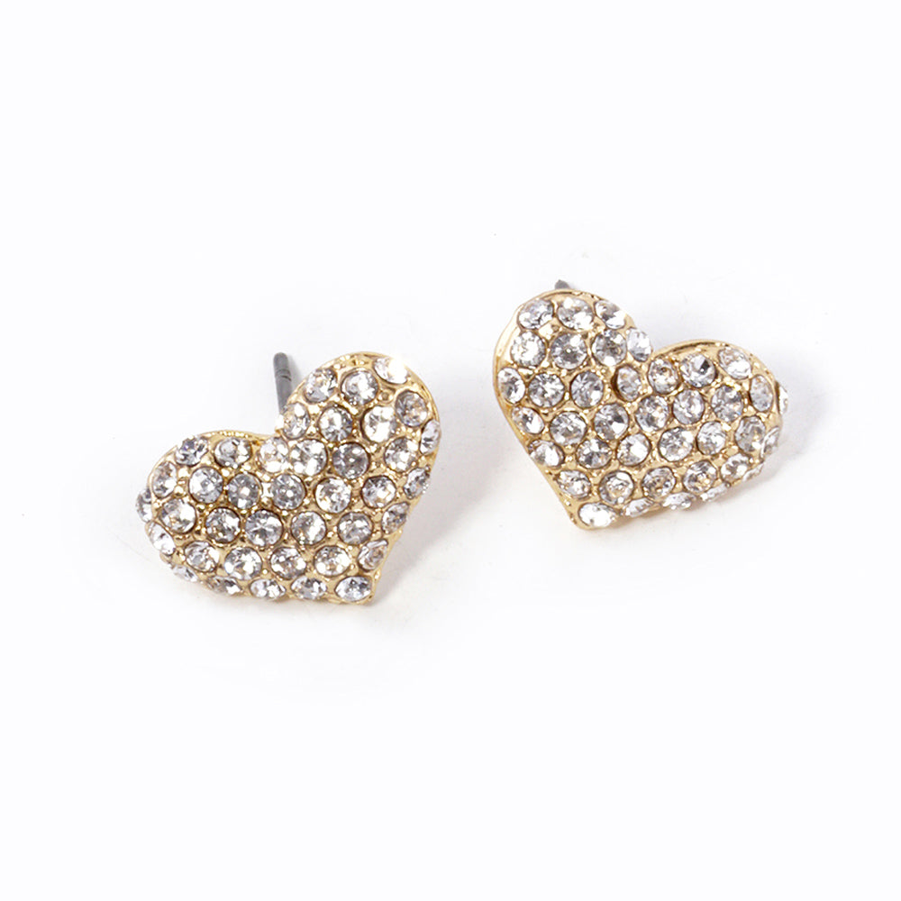 Crystal Pave Heart Stud Earrings