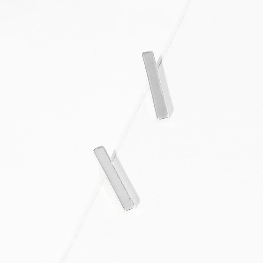 -I- White Gold Dipped Metal Initial Monogram Stud Earrings