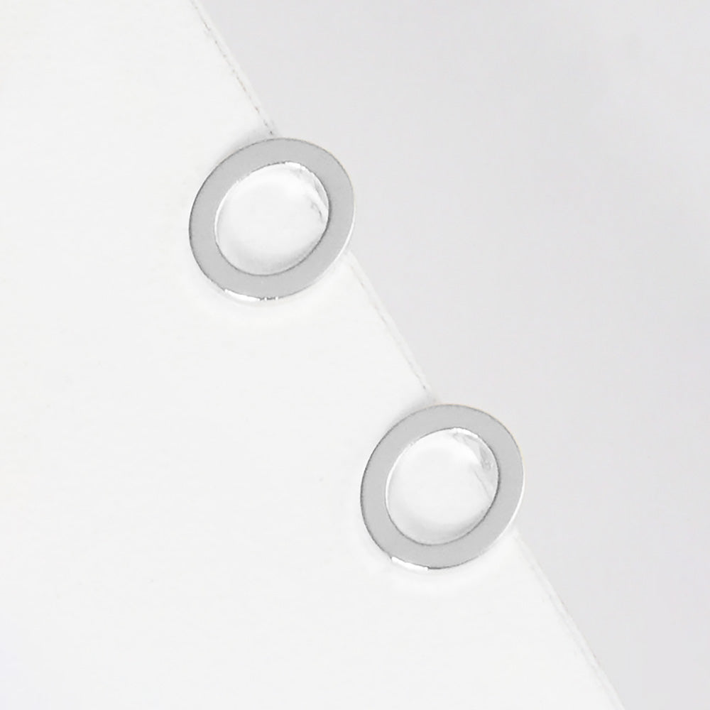 -O- White Gold Dipped Metal Initial Monogram Stud Earrings