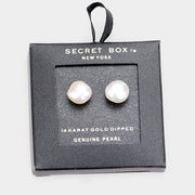 Secret Box _ 14k Gold Dipped Irregular Pearl Stud Earrings