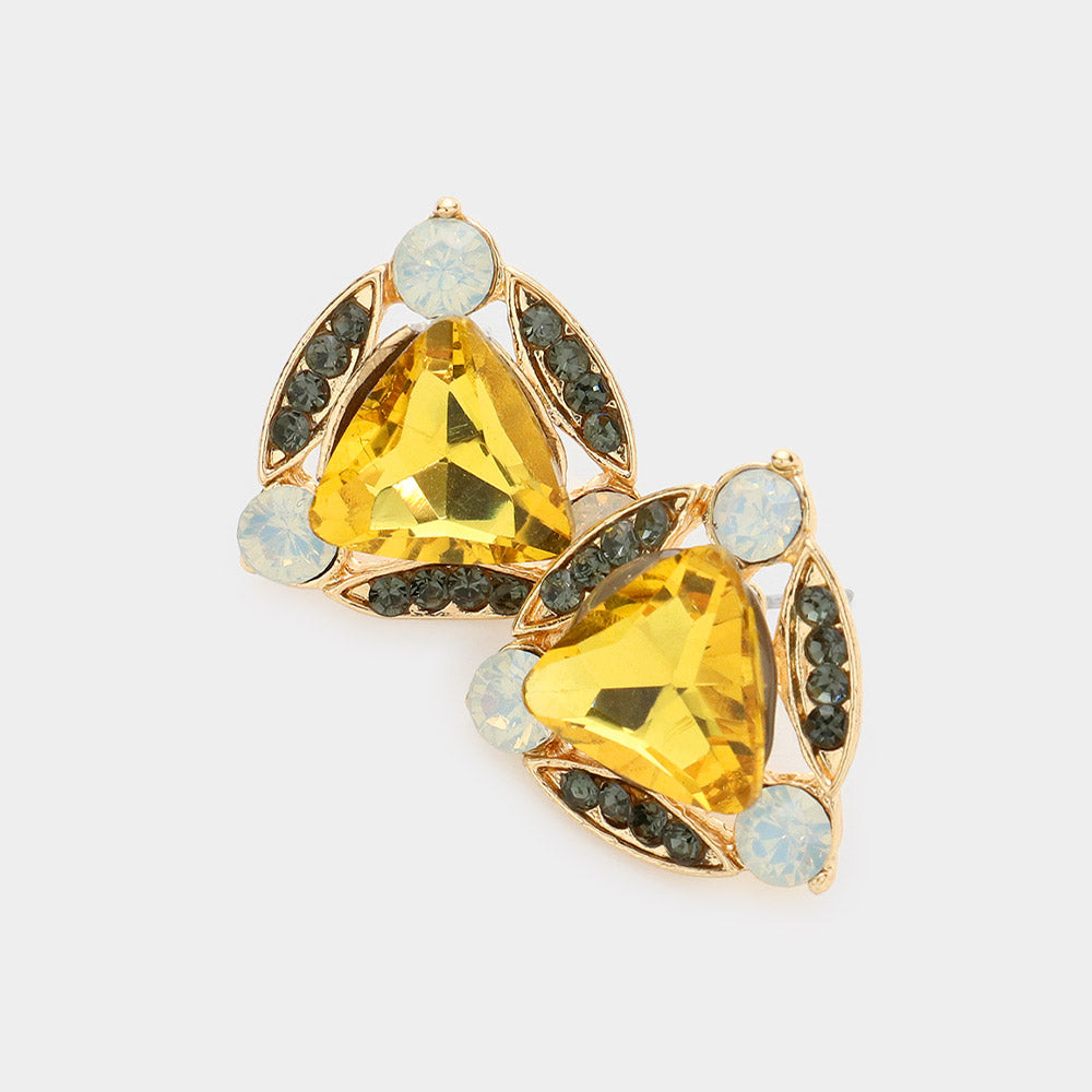 Crystal Rhinestone Trim Evening Stud Earrings