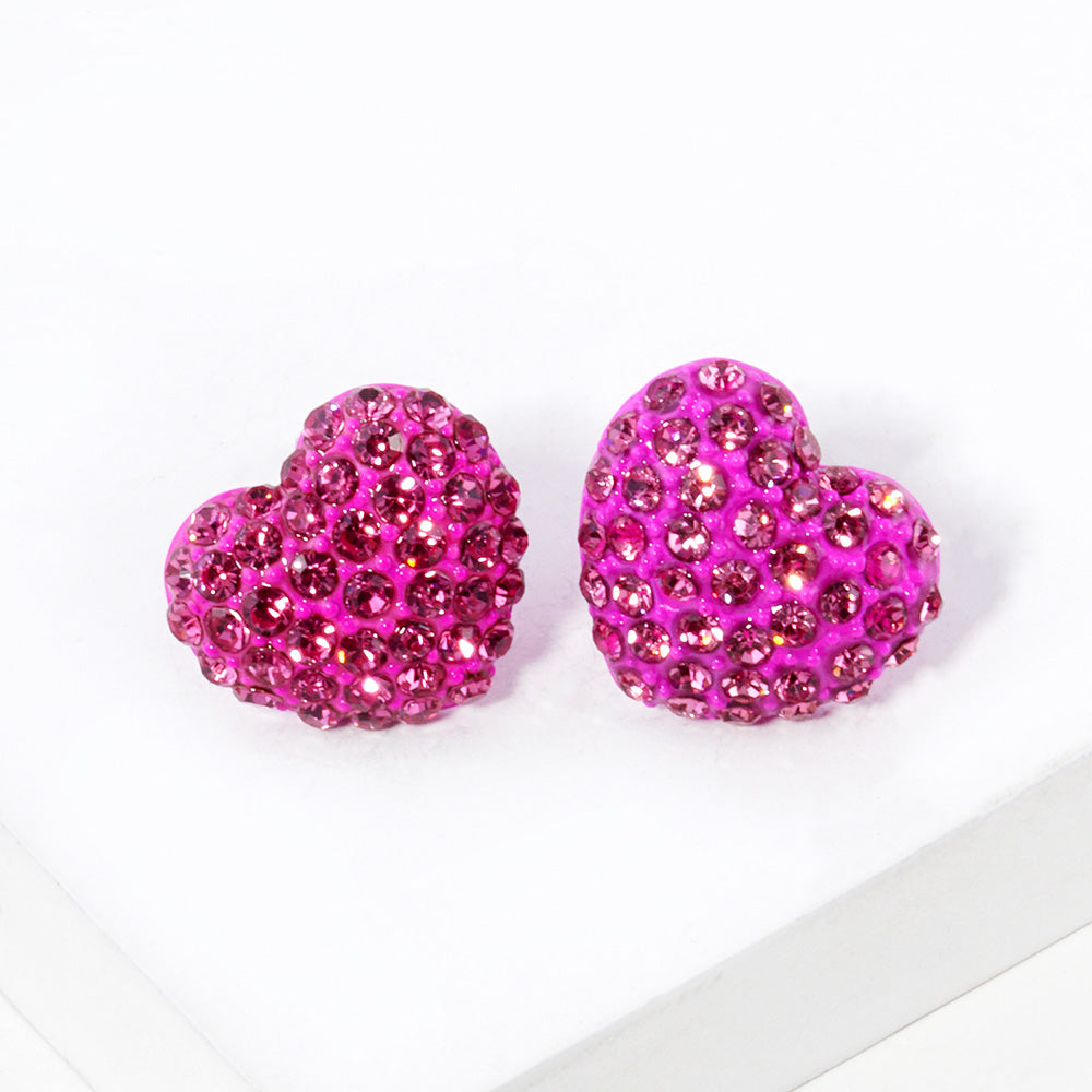 Crystal Pave Heart Stud Earrings