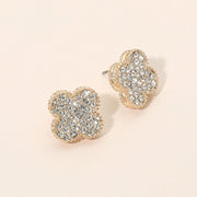 Rhinestone Pave Quatrefoil Stud Earrings