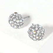Crystal Pave Round Dome Stud Earrings