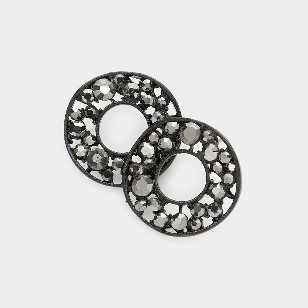 PAVE RHINESTONE WHEEL EARRINGS