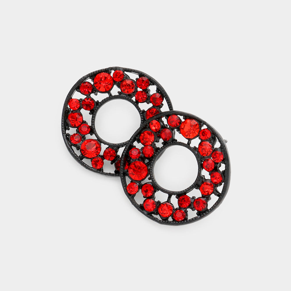 PAVE RHINESTONE WHEEL EARRINGS