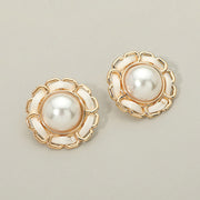 Vintage Inspired Frame Pearl Stud Earrings