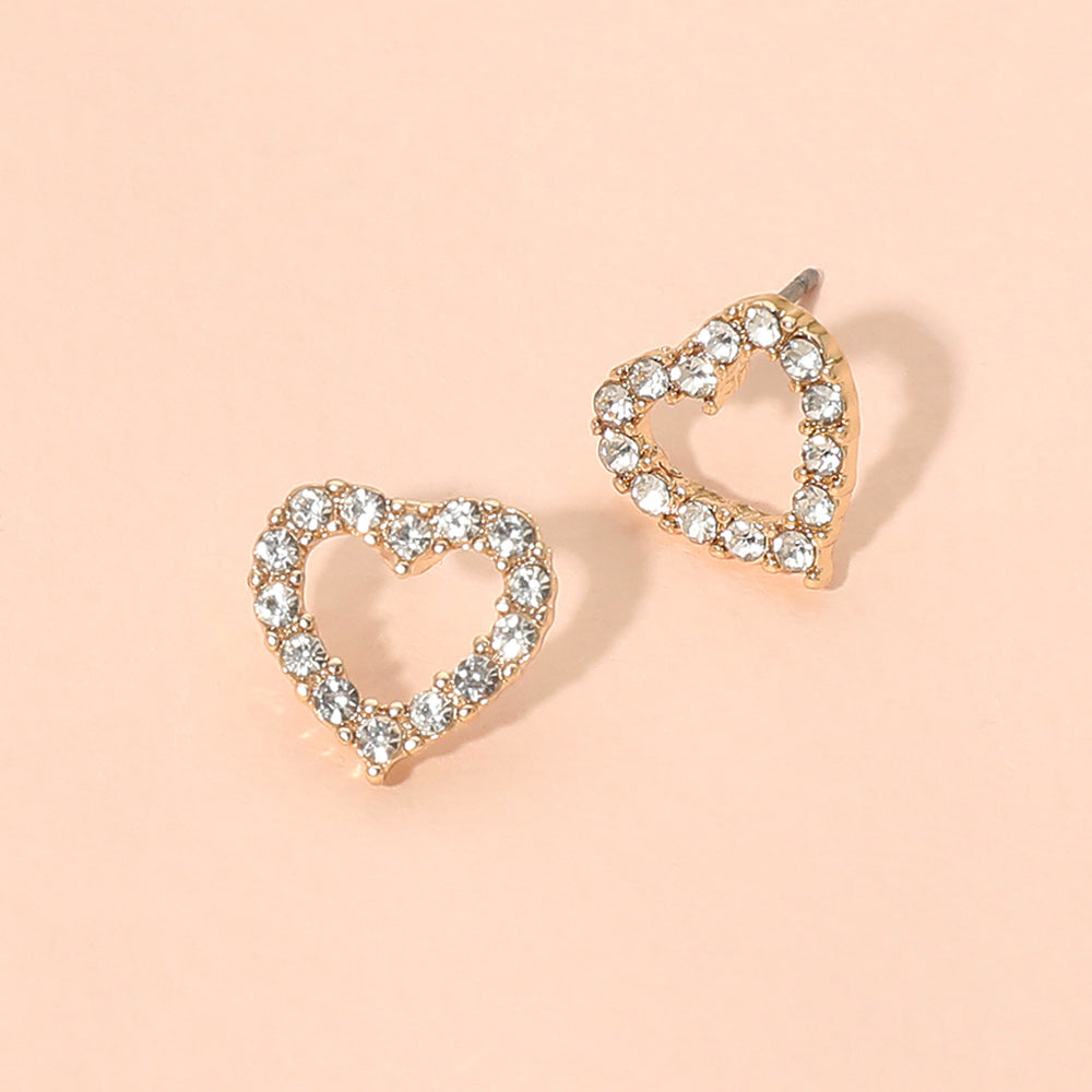 Stone Pave Open Heart Stud Earrings