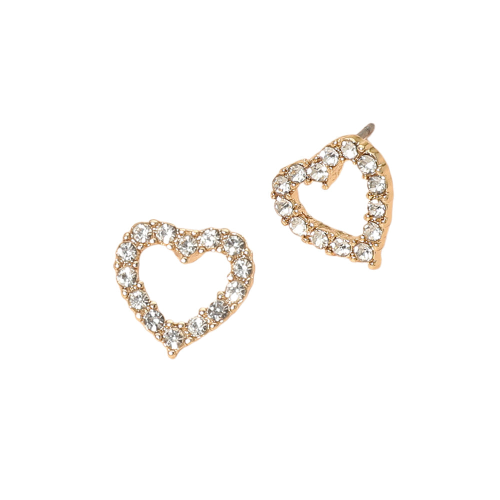 Stone Pave Open Heart Stud Earrings