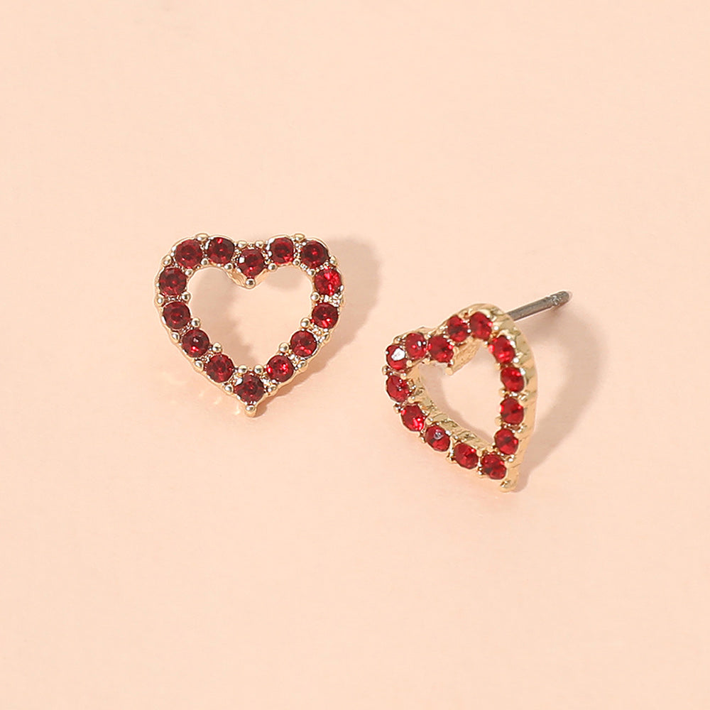 Stone Pave Open Heart Stud Earrings