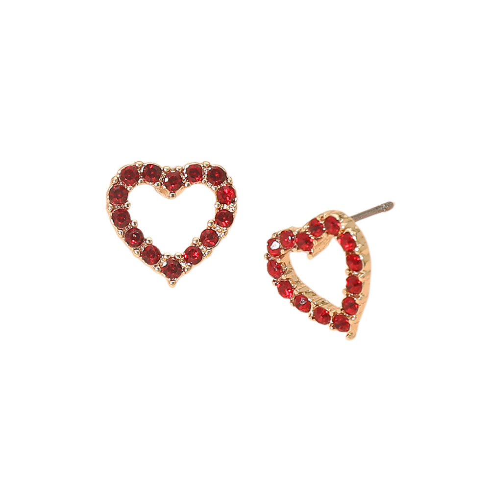 Stone Pave Open Heart Stud Earrings