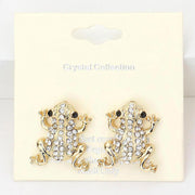 Crystal Pave Frog Stud Earrings
