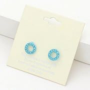 Rhinestone Embellished Open Circle Stud Earrings
