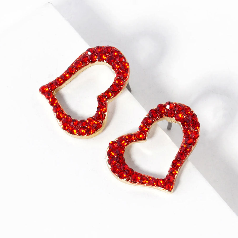 Crystal Heart Cutout Stud Earrings