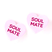 Soul Mate Message Heart Stud Earrings