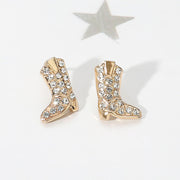 Stone Paved Western Cowboy Boot Stud Earrings
