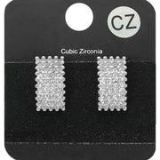 CZ Stone Paved Rectangle Evening Stud Earrings