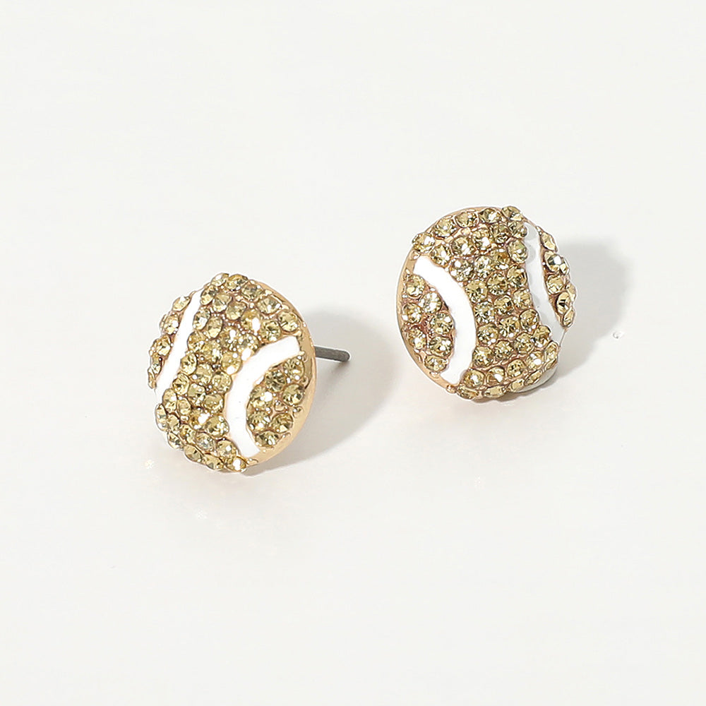Rhinestone Pave Baseball Stud Earrings